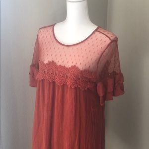 Rust orange flowy shift dress size M